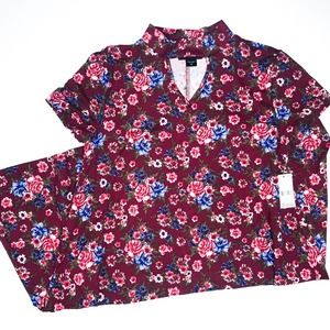 Floral Maroon Short-Sleeve Dress NWT